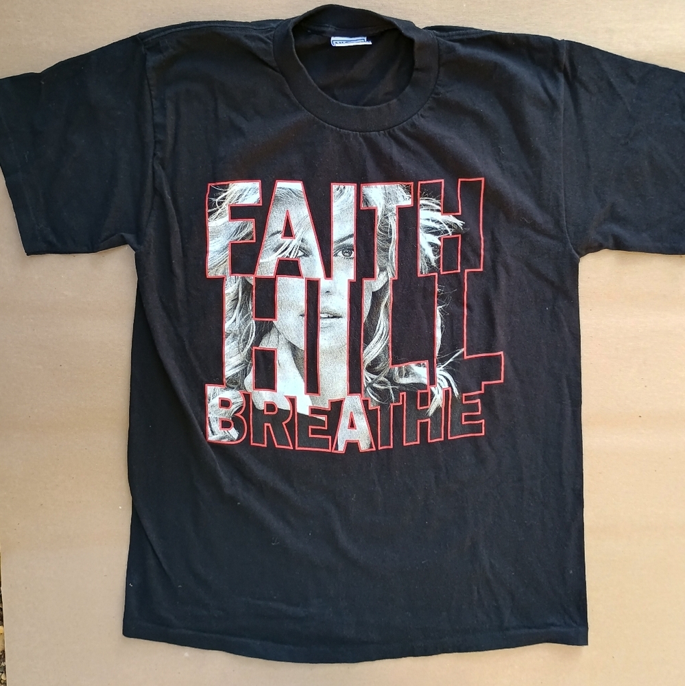 Faith Hill Vintage Breathe Graphic T-Shirt Black Medium Y2K Concert Single Stitc